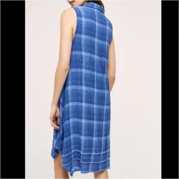 Anthro Isabella Sinclair Plaid Shirtdress Gauze Pockets - Picture 3 of 5